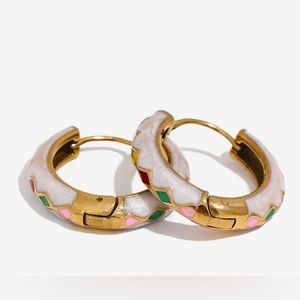 Beautiful Enamel Stainless Steel Hoop Earrings